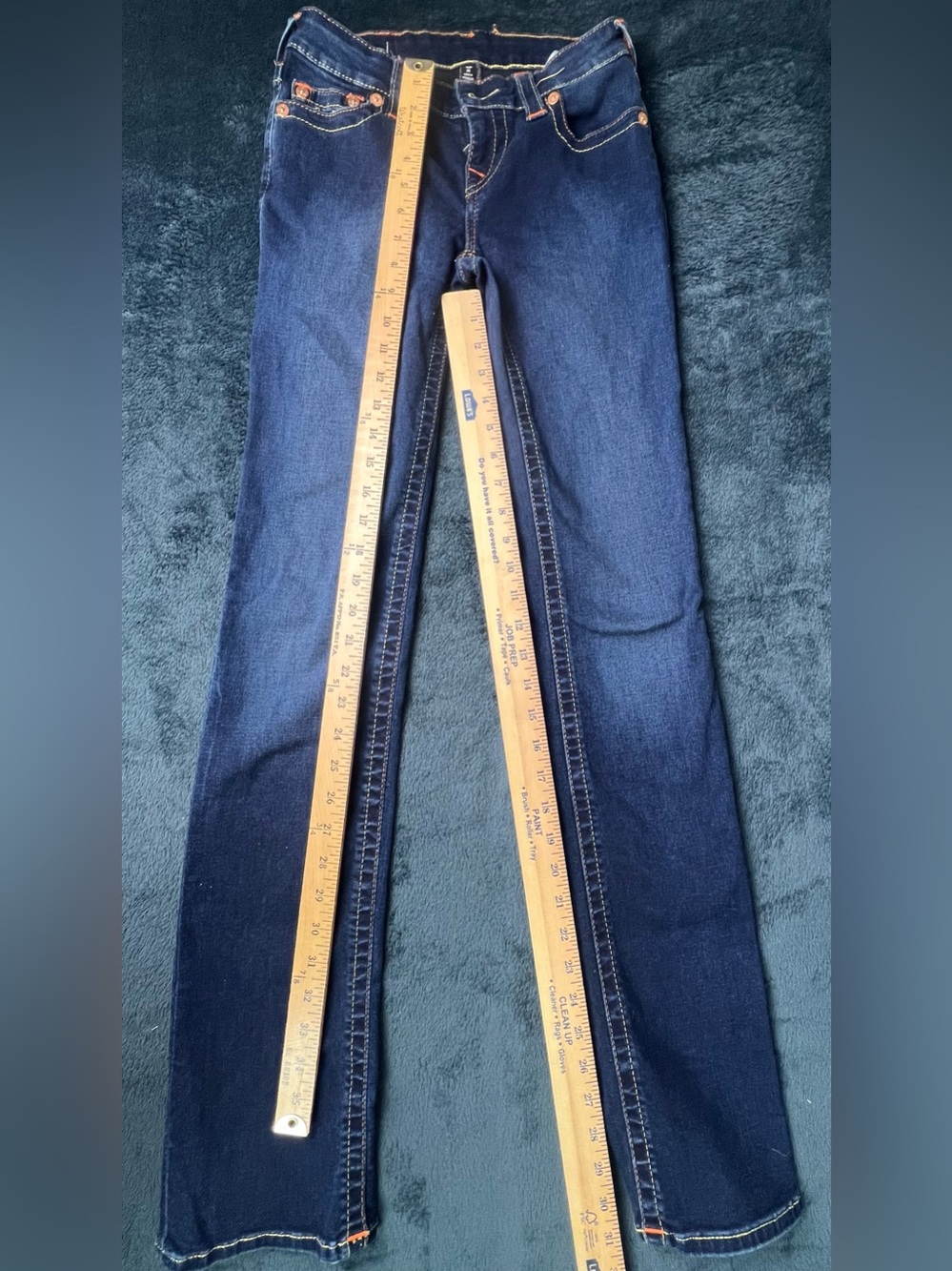 True Religion Women’s Straight Leg Jeans in Dark Blue Denim